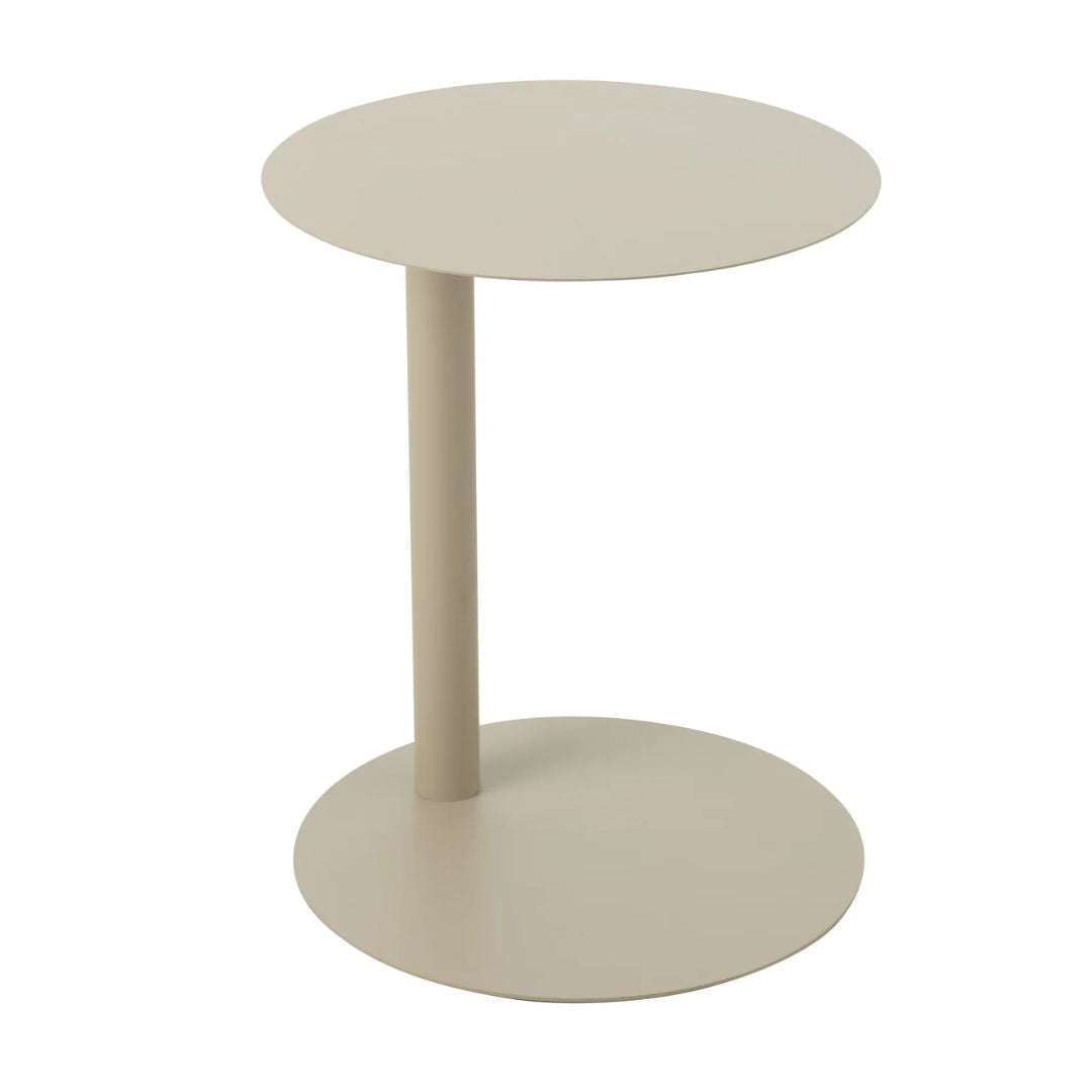 Bijzettafel rond metaal beige