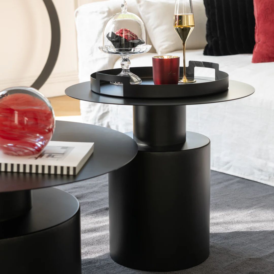 Bijzettafel rond metaal zwart