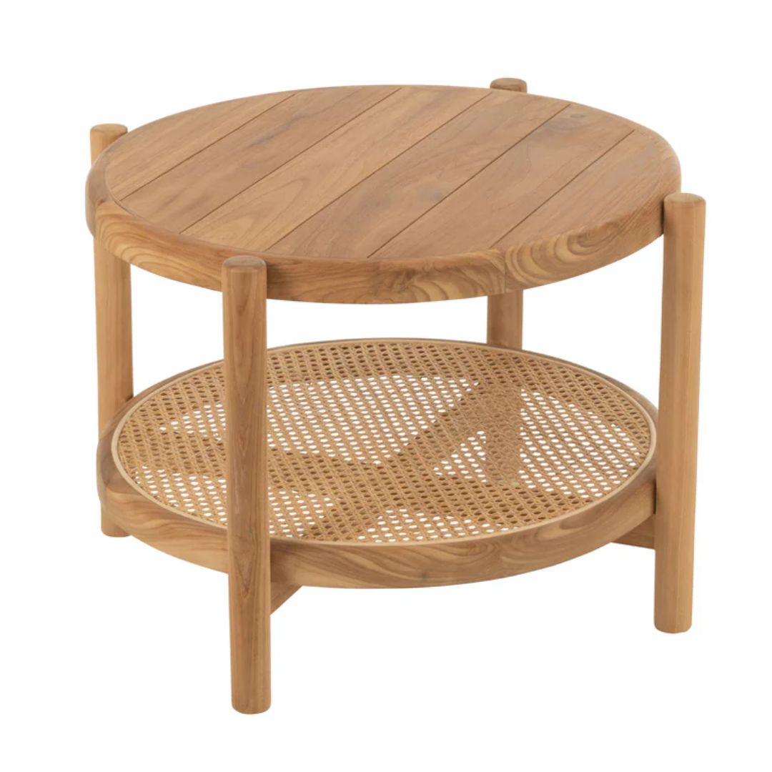 Bijzettafel rond teak natuurlijk