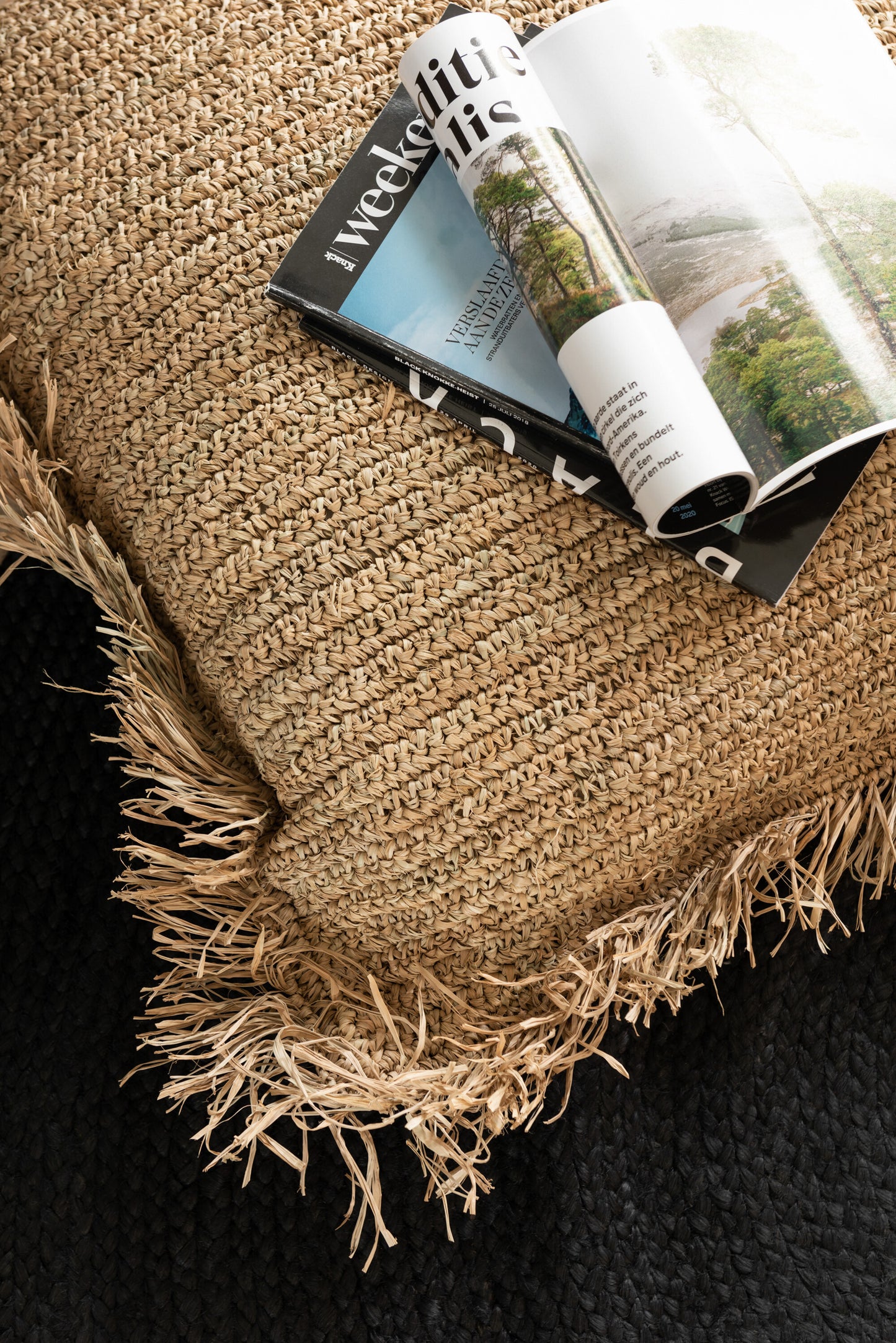 Kussen Rechthoek Raffia Natuurlijk