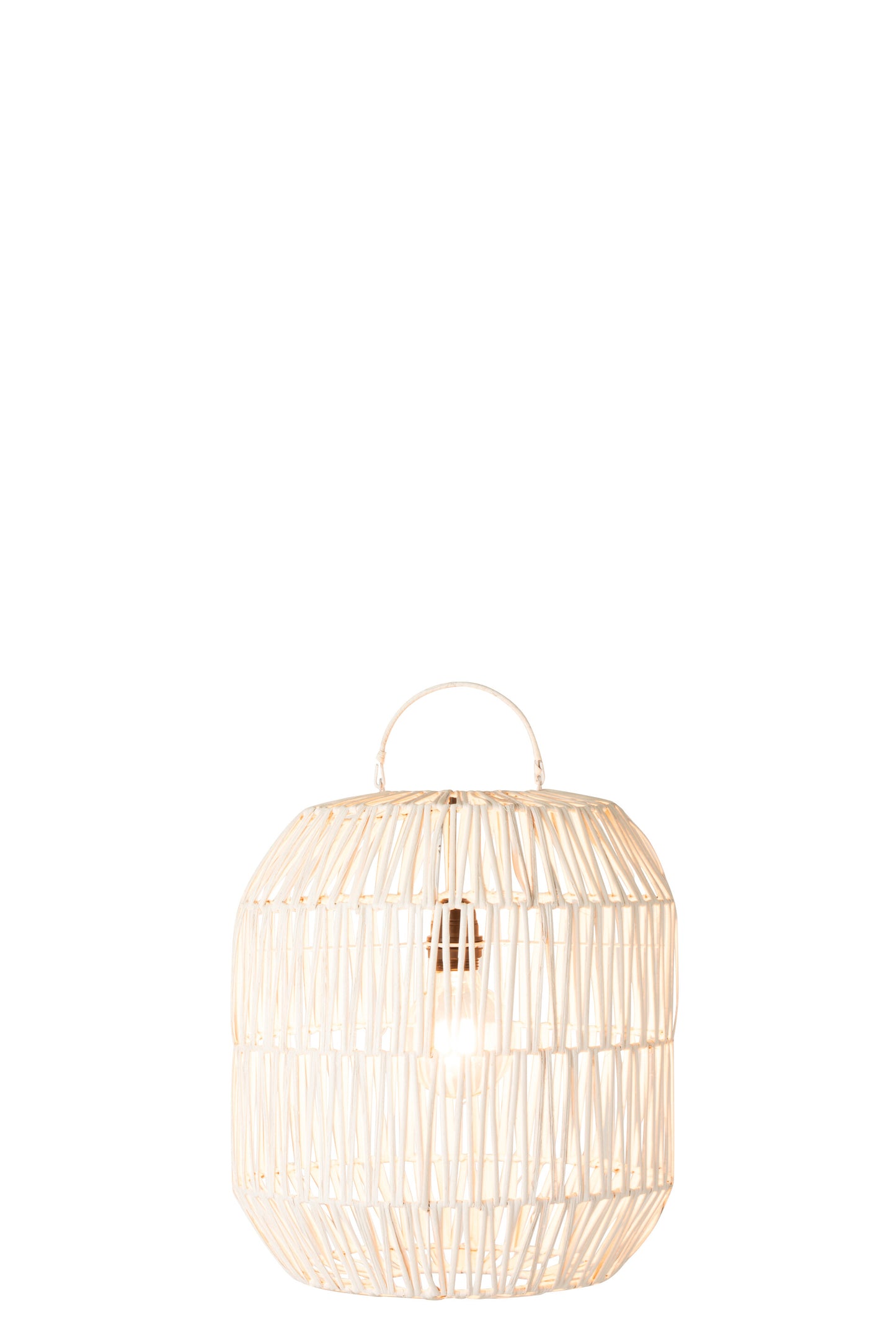 Lampenkap cilinder rotan wit