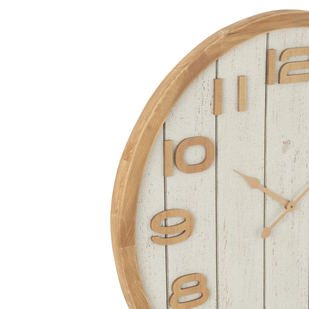 Wandklok Hout/MDF Wit/Natuurlijk Groot