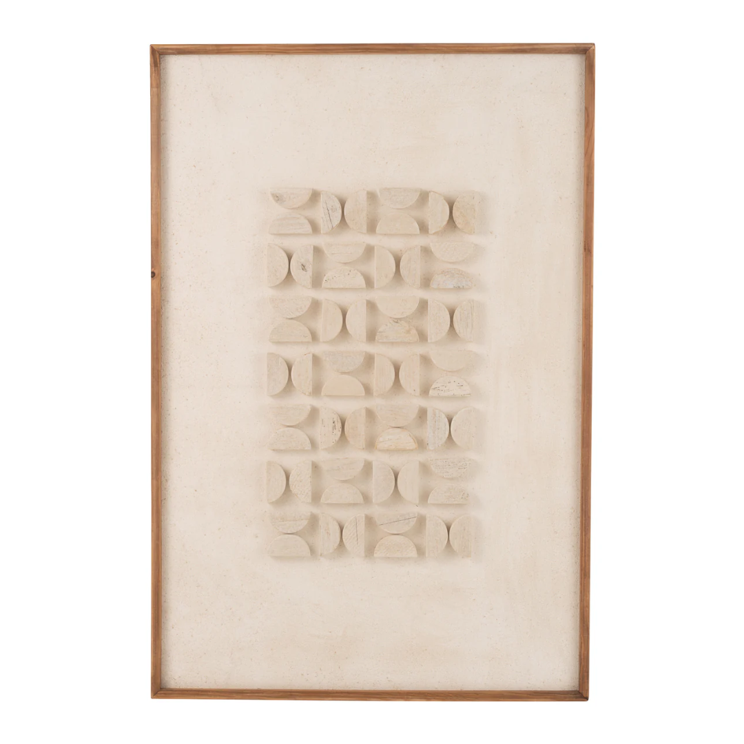Wanddecoratie Josh grenenhout/canvas wit