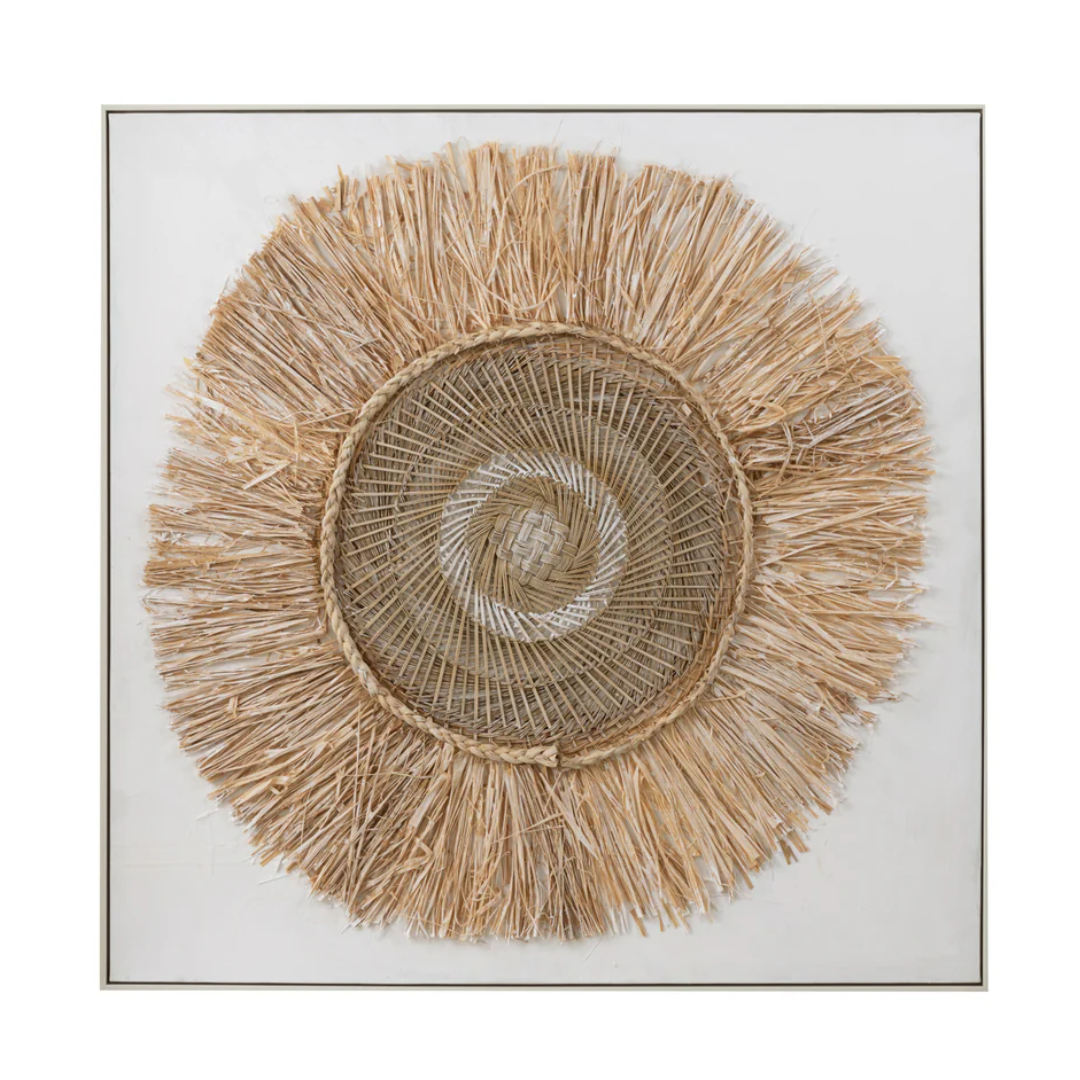 Wanddecoratie Ibiza Cirkel Canvas/Schilderij Crème/Wit Groot