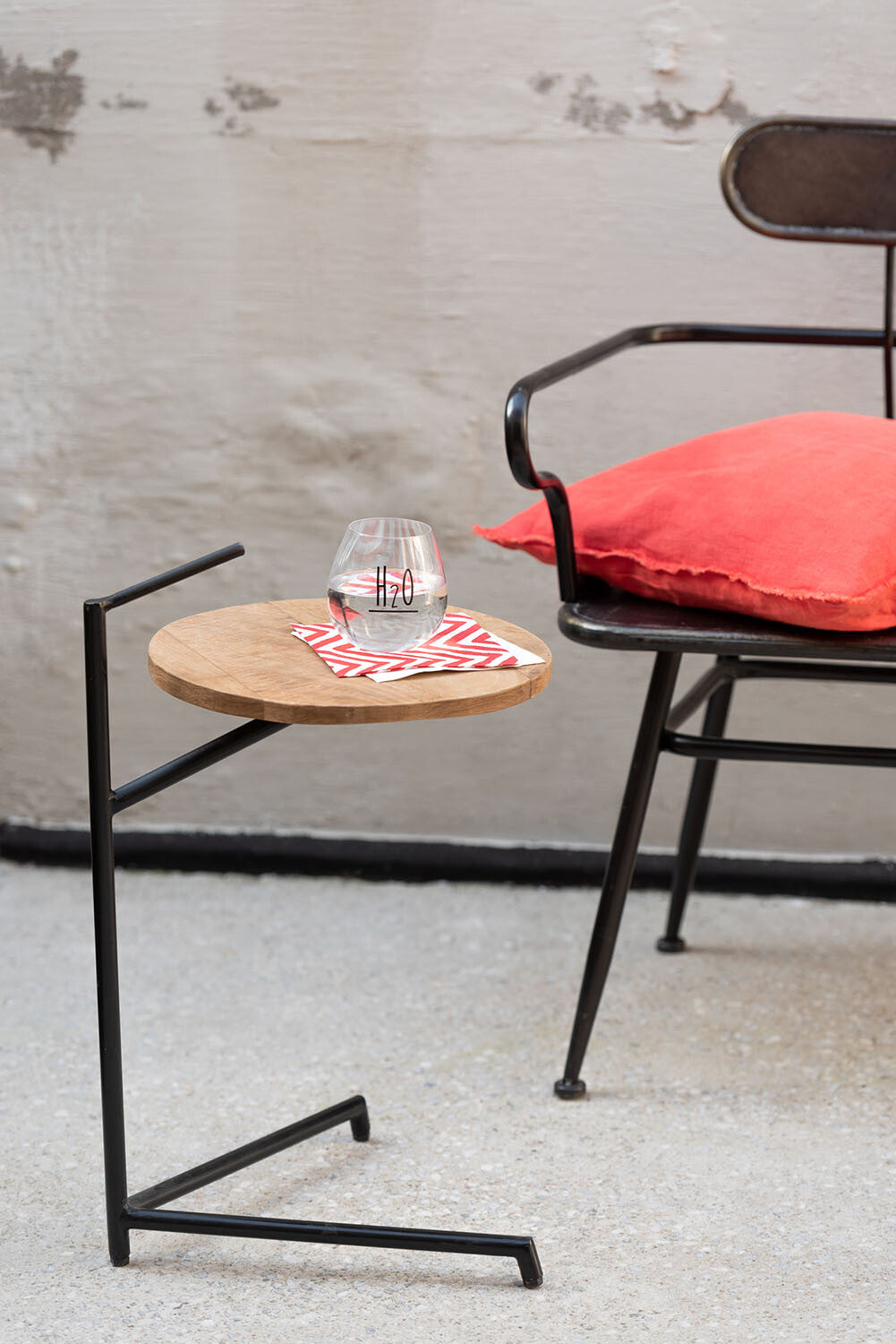 Sidetable Bistro Ronde Mango Hout/IJzer Natuurlijk/Zwart
