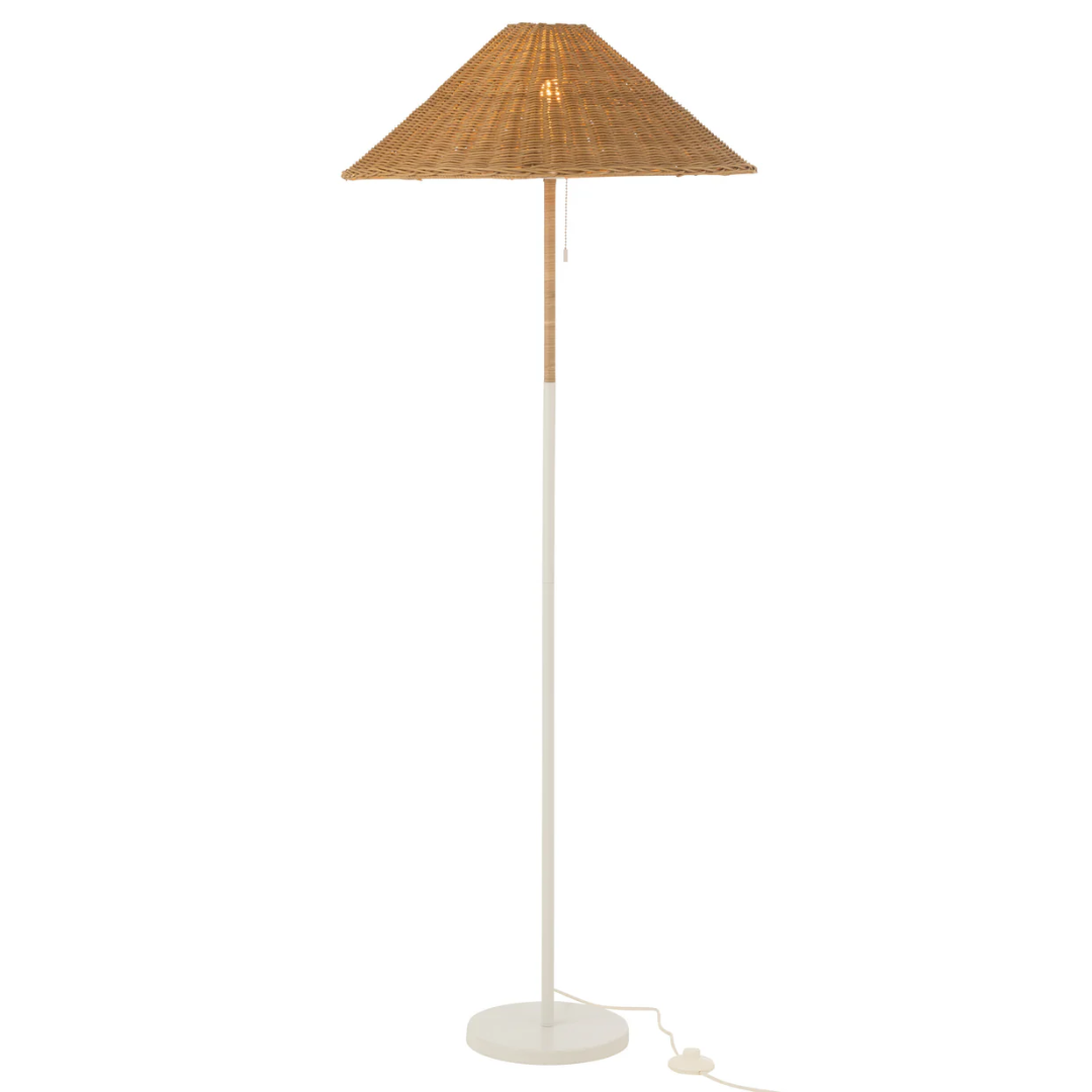 Vloerlamp Metaal/Riet Wit/Naturel