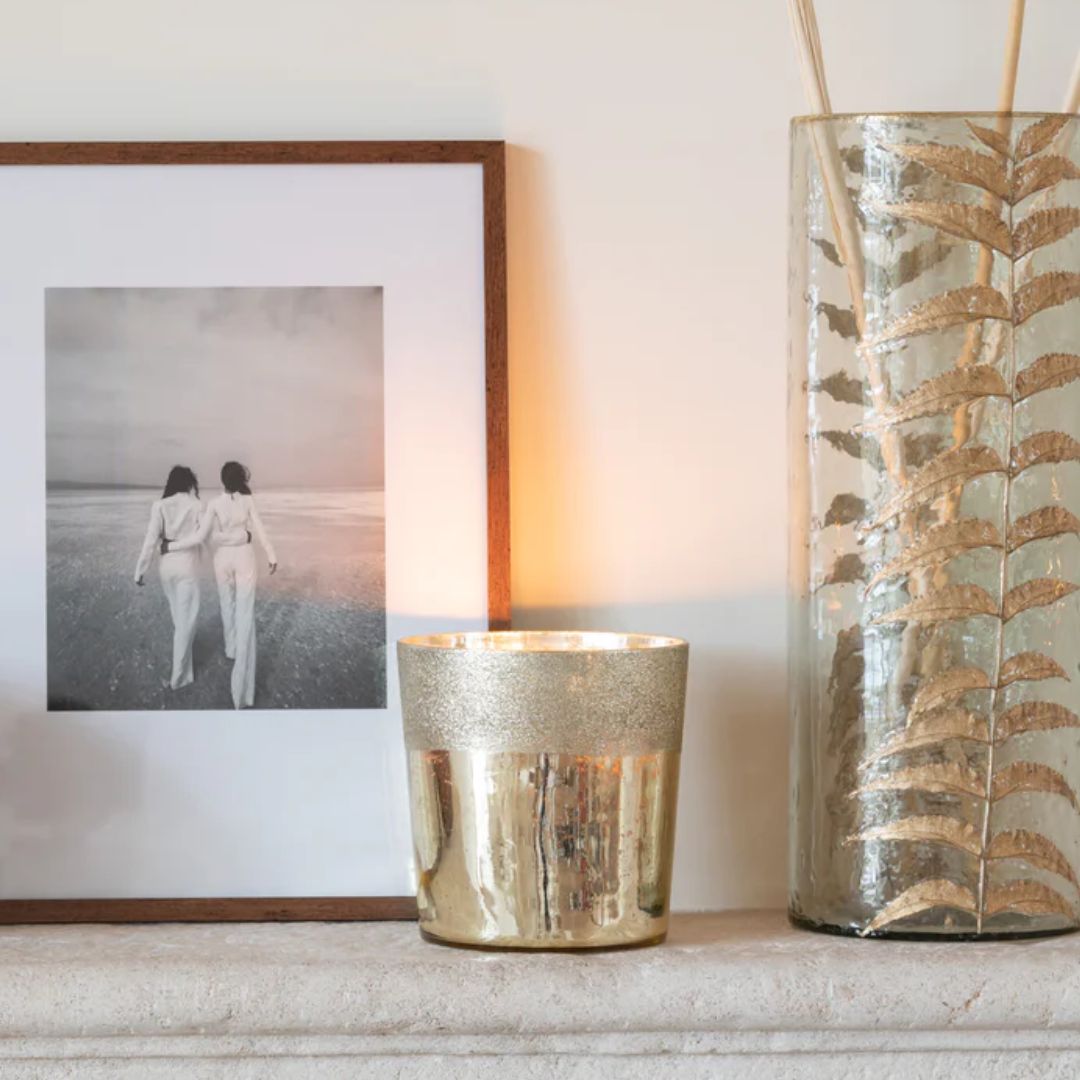 Geurkaars Deluxe Glas Goud Medium