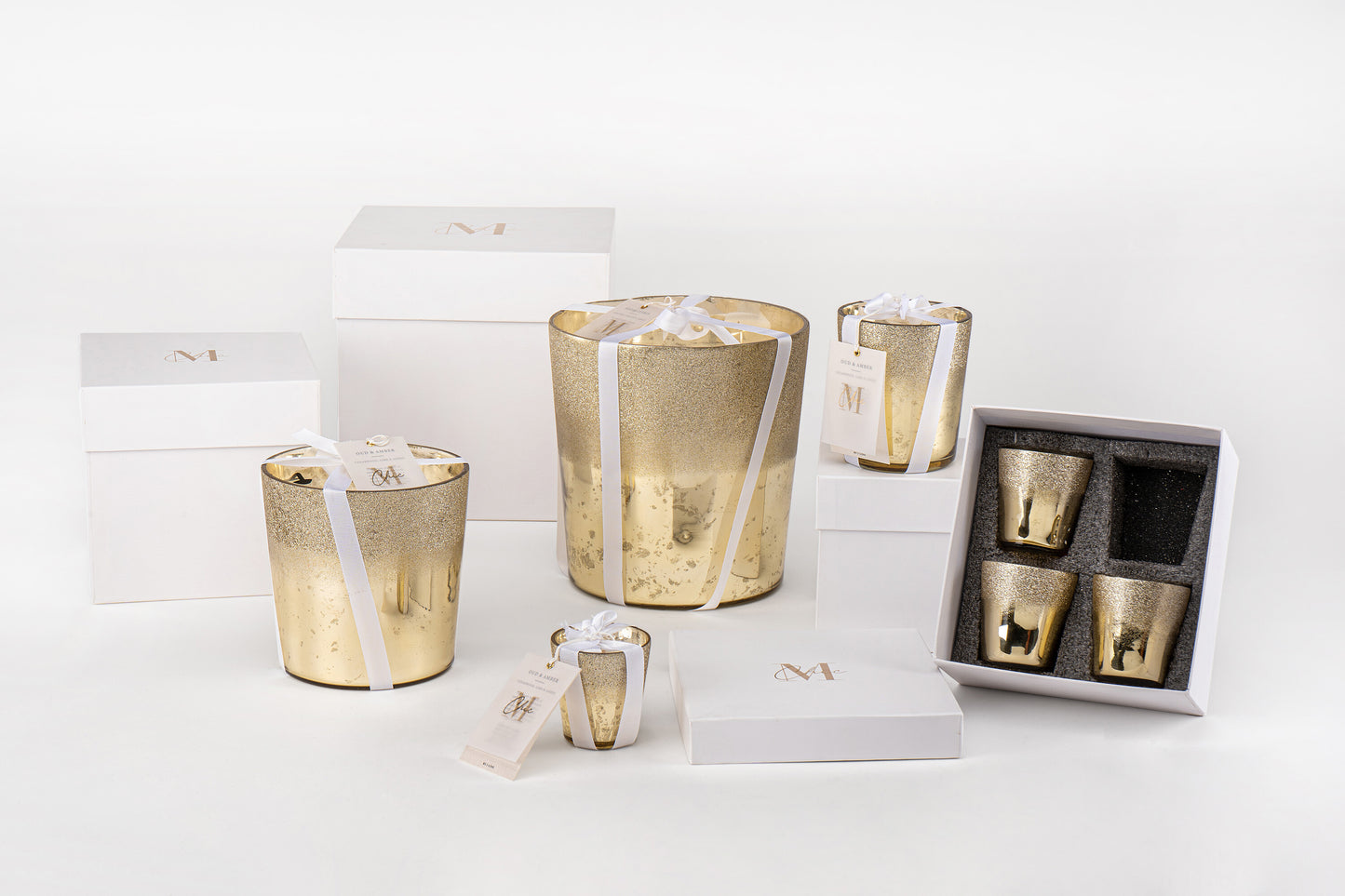 Geurkaars Deluxe Glas Goud Groot