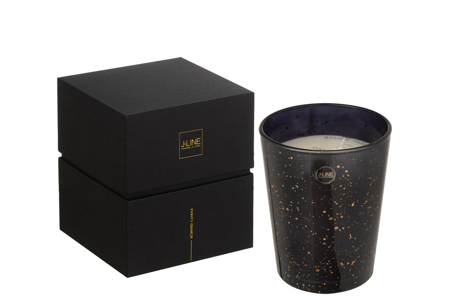 Geurkaars Portofino Glas Zwart/Goud Klein
