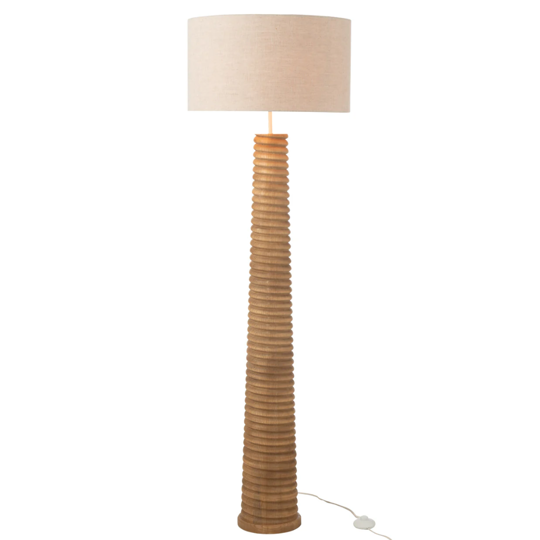 Vloerlamp Schroefdraad Hout Naturel/Grijs