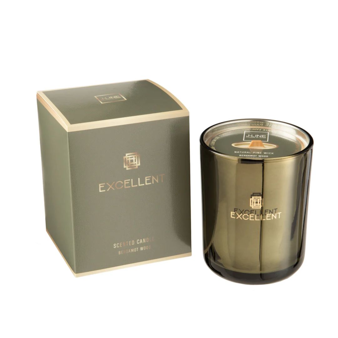 Geurkaars Uitstekend Bergamot Hout Groen Medium-80U