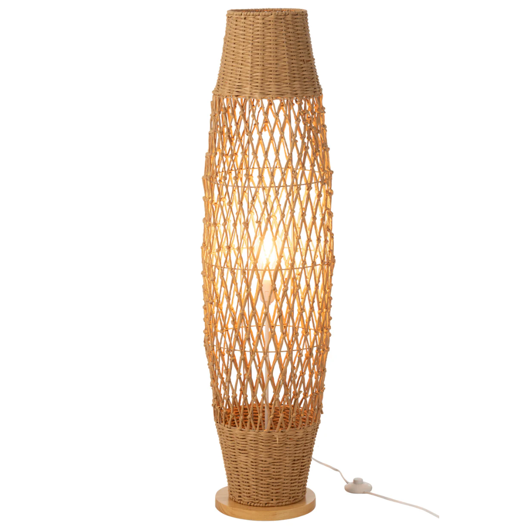 Vloerlamp Gevlochten Metaal Donker Natuurlijk