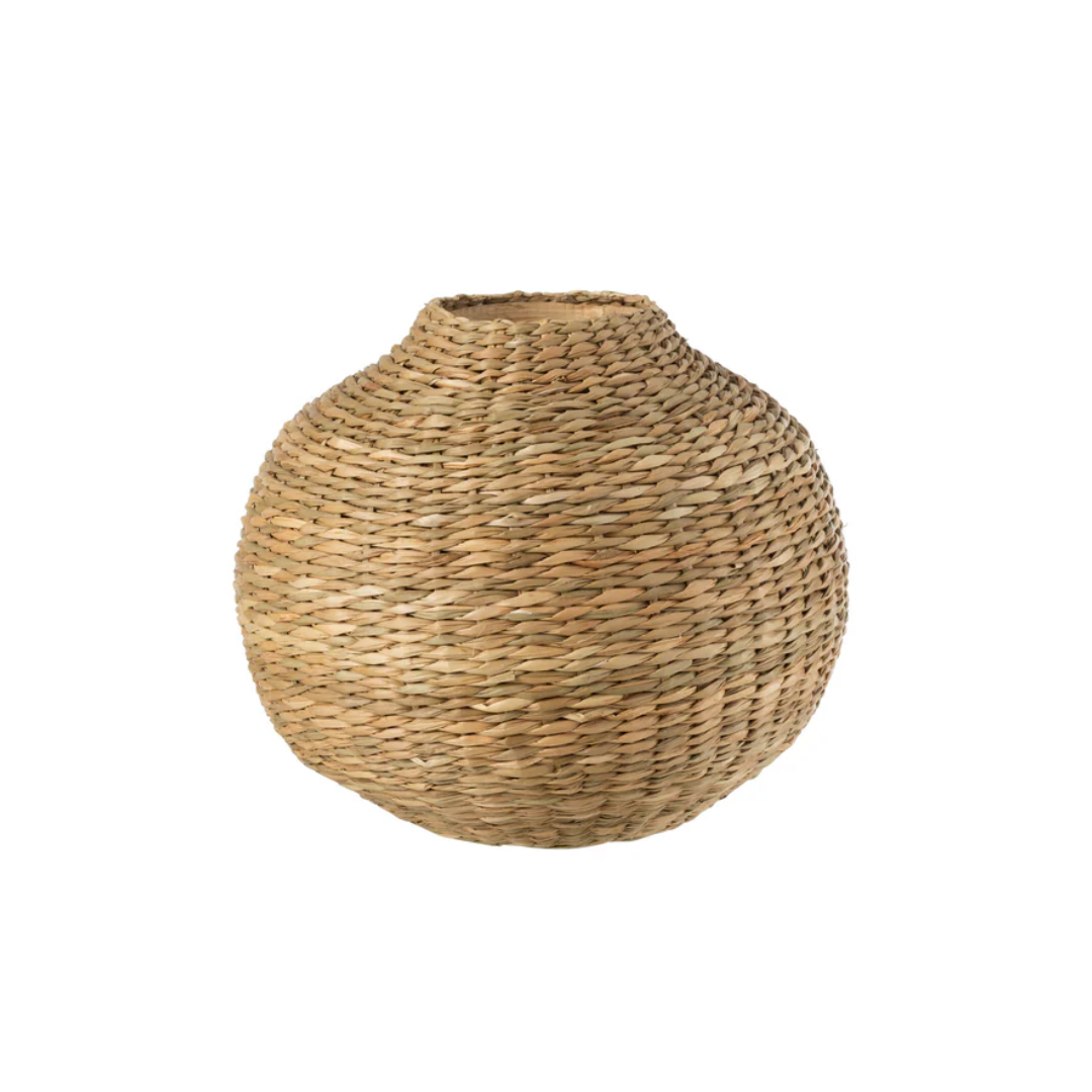 Vaas Kort Decoratief Zeegras/Bamboe Natuurlijk Breed