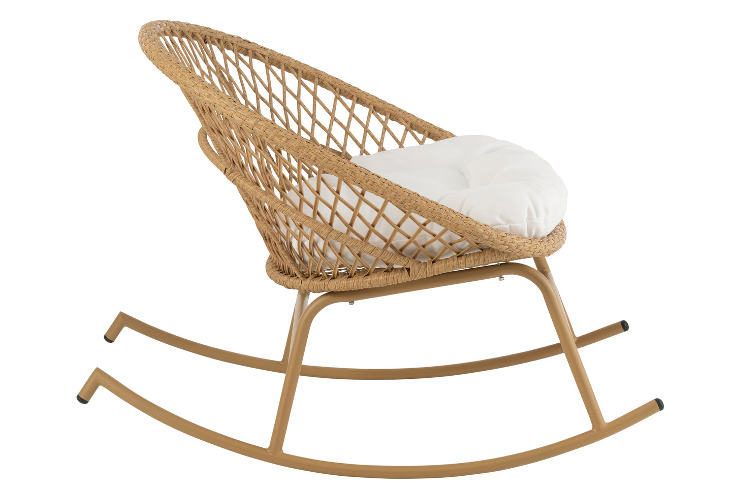 Schommelstoel + Kussen Zayo Metaal/Riet Beige