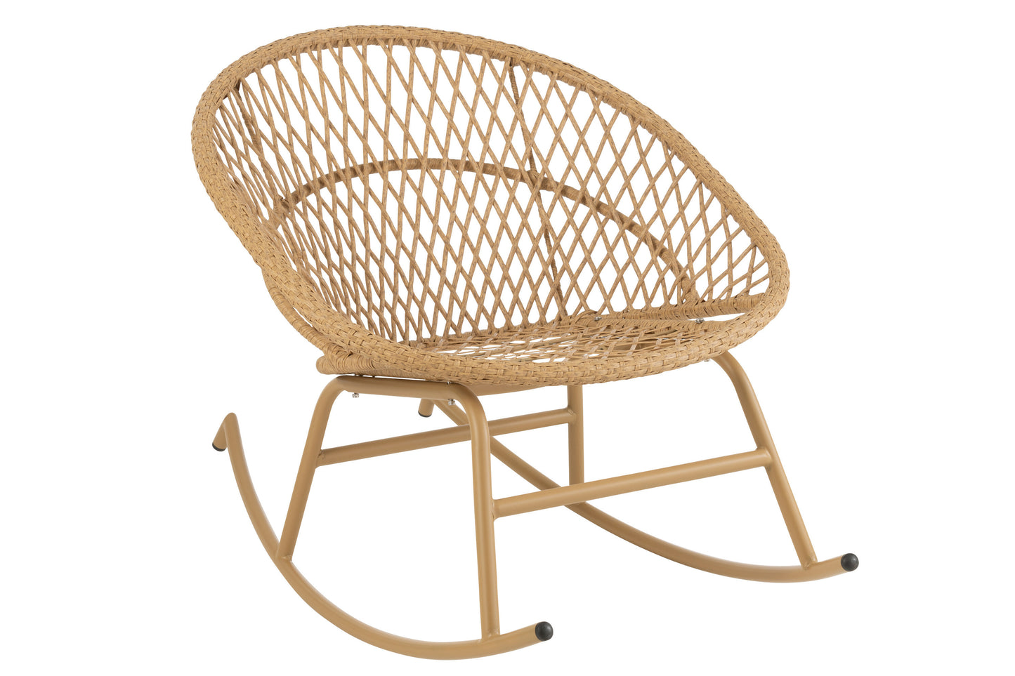 Schommelstoel + Kussen Zayo Metaal/Riet Beige