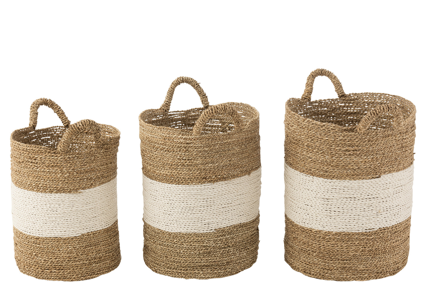 Set van 3 manden Zeegras Wit/Natuurlijk
