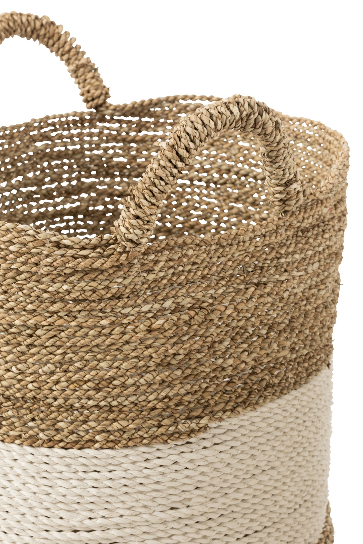Set van 3 manden Zeegras Wit/Natuurlijk