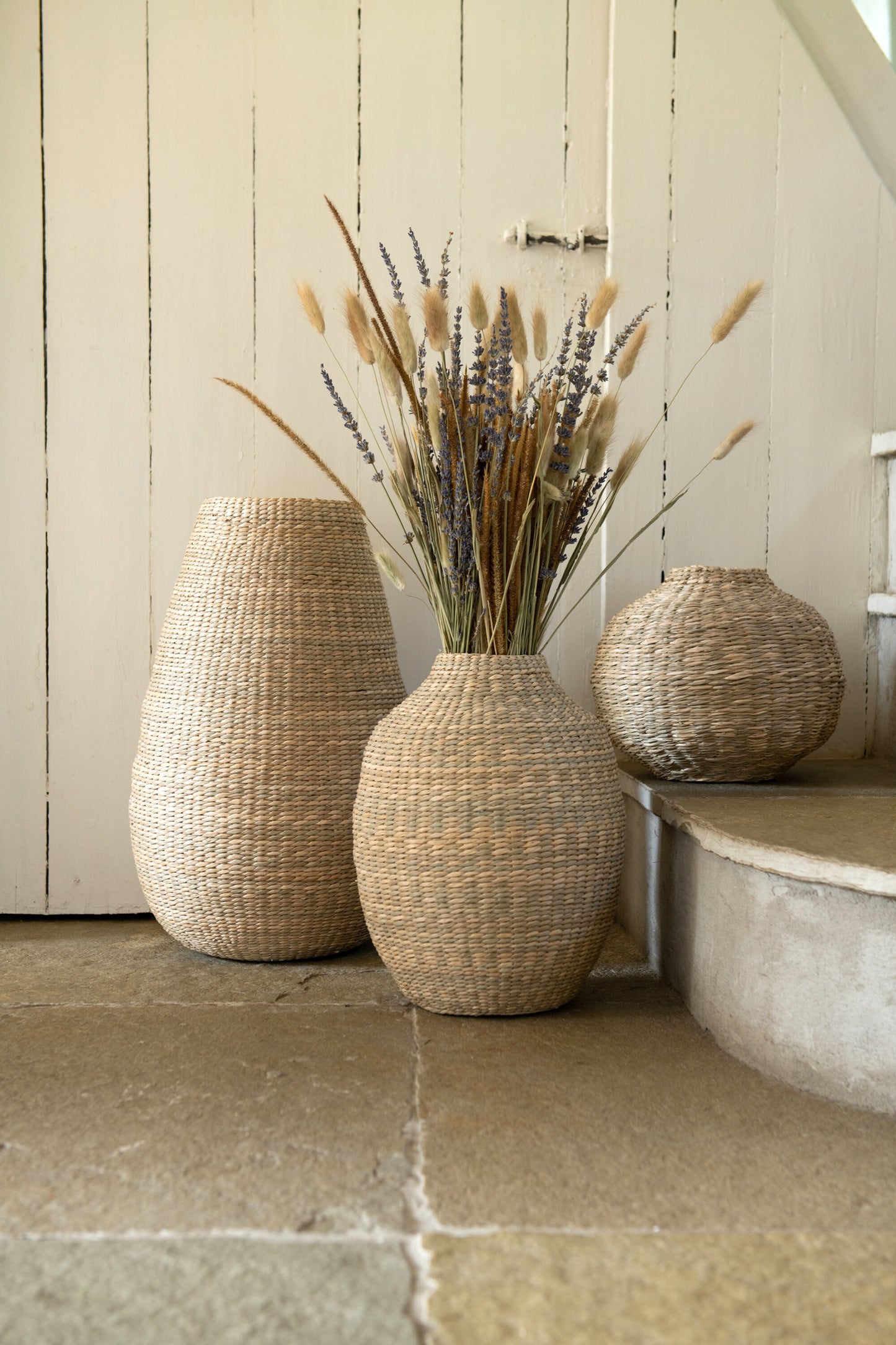 Vaas Kort Decoratief Zeegras/Bamboe Natuurlijk Breed
