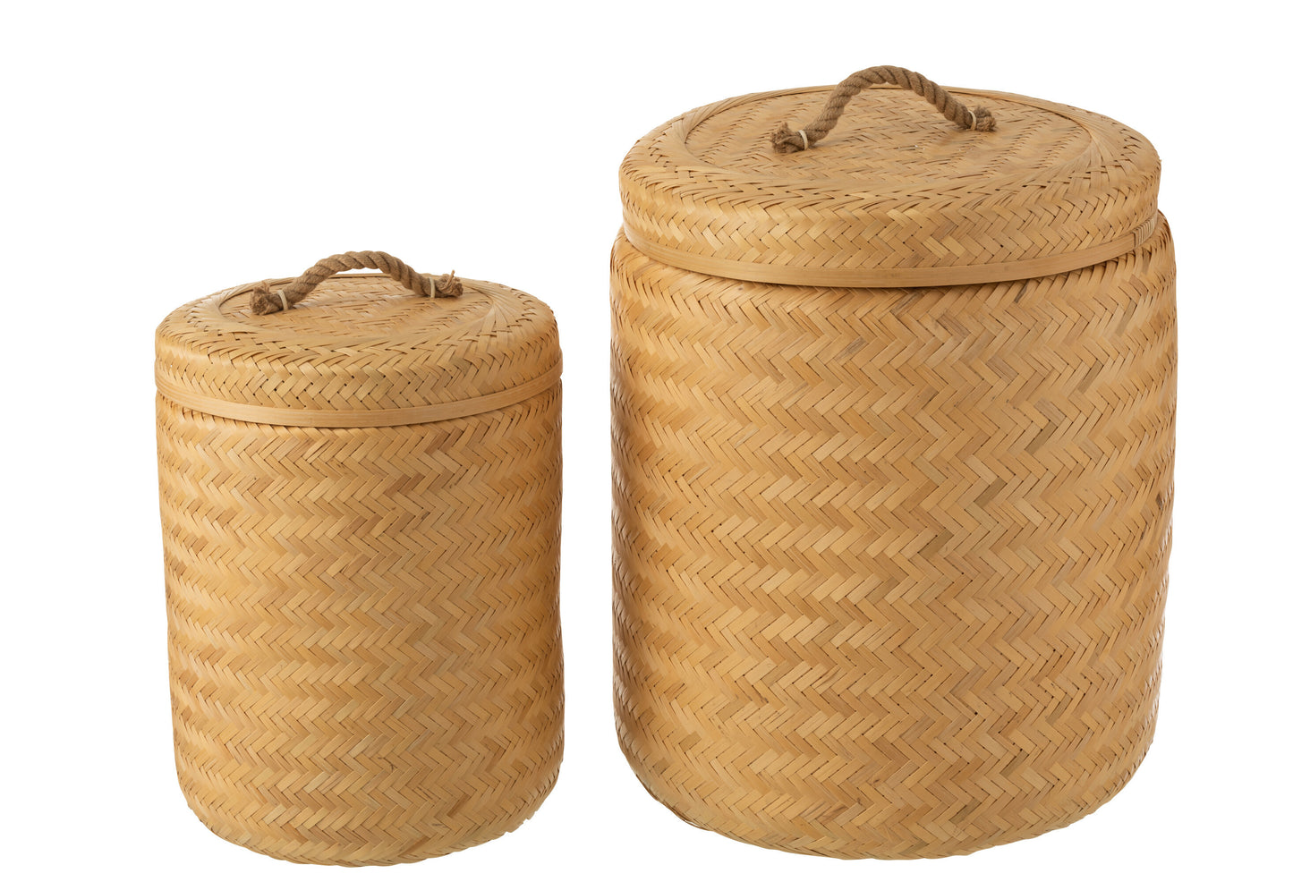 Set van 2 opbergmanden rond bamboe natuurlijk
