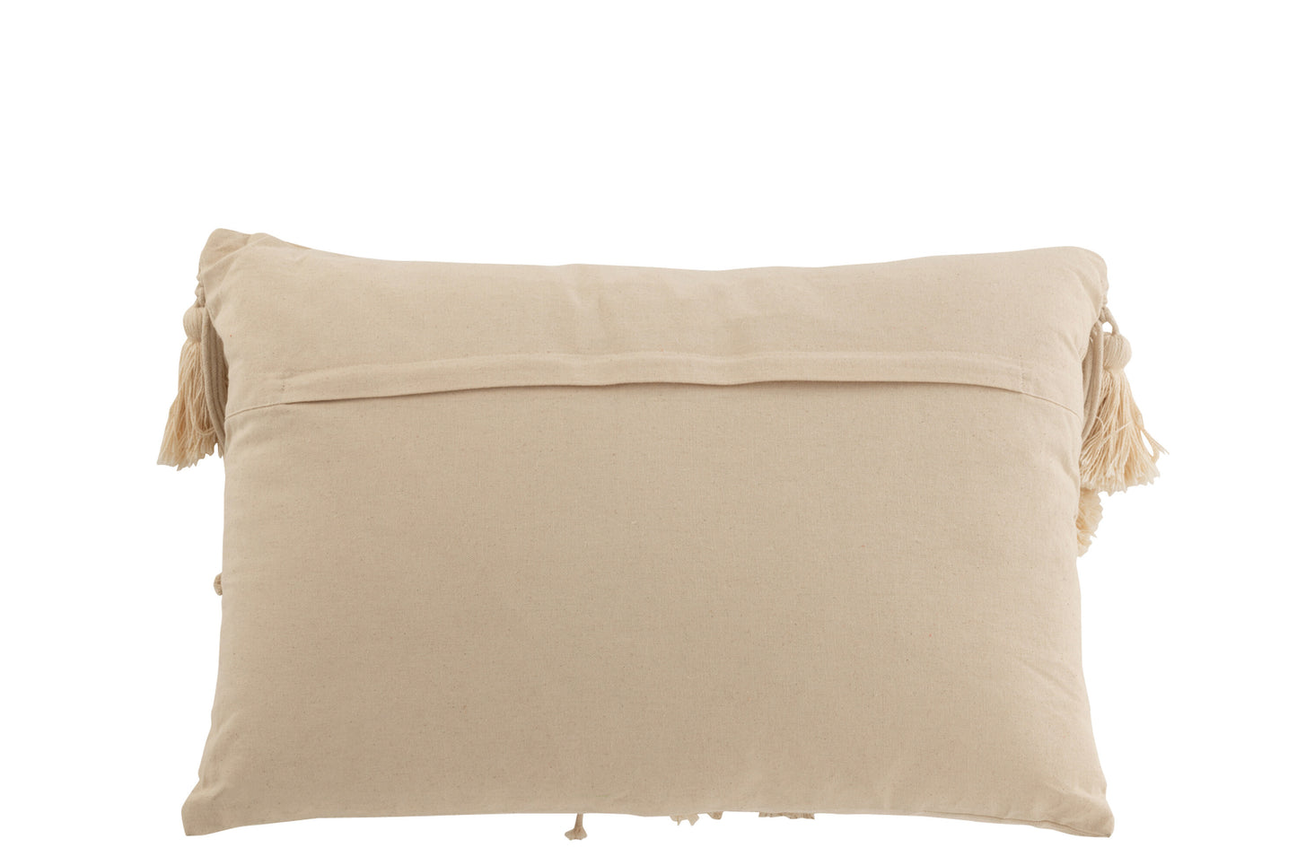 Kussen Pompom Macramé Rechthoek Katoen Beige