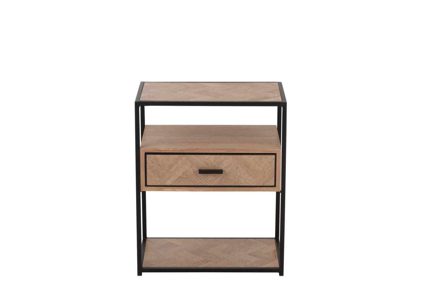 Kast Zigzag 1 lade Hout/Metaal Natuurlijk/Zwart
