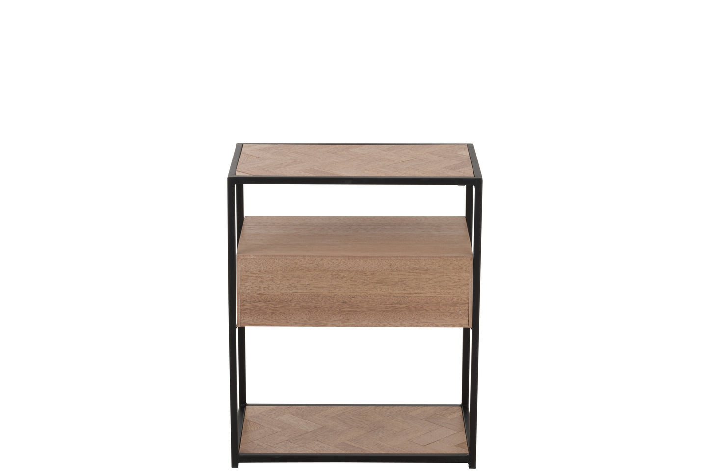 Kast Zigzag 1 lade Hout/Metaal Natuurlijk/Zwart