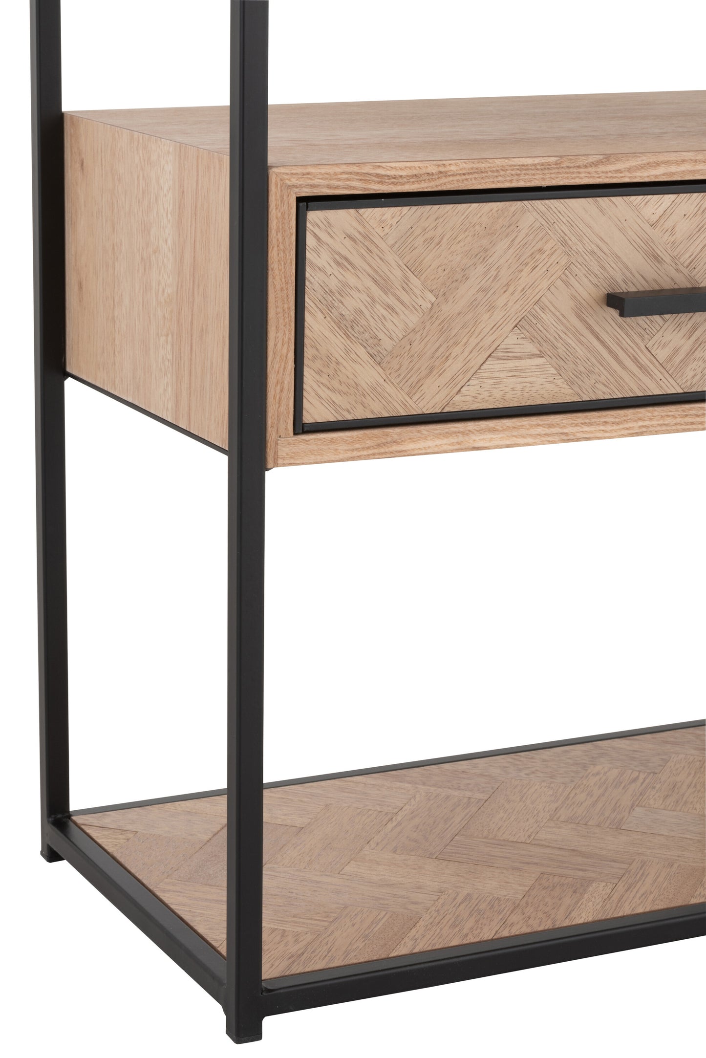 Kast Zigzag 1 lade Hout/Metaal Natuurlijk/Zwart