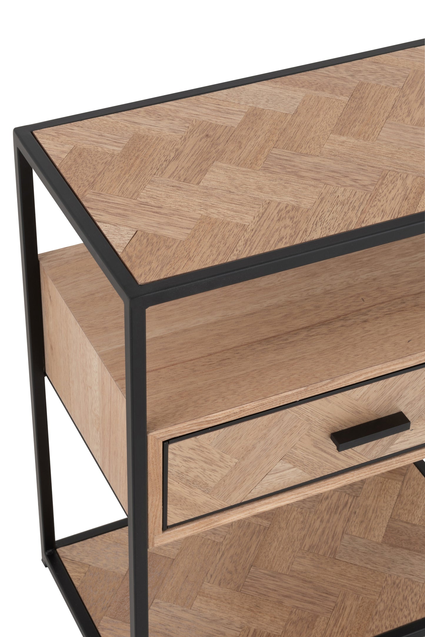 Kast Zigzag 1 lade Hout/Metaal Natuurlijk/Zwart