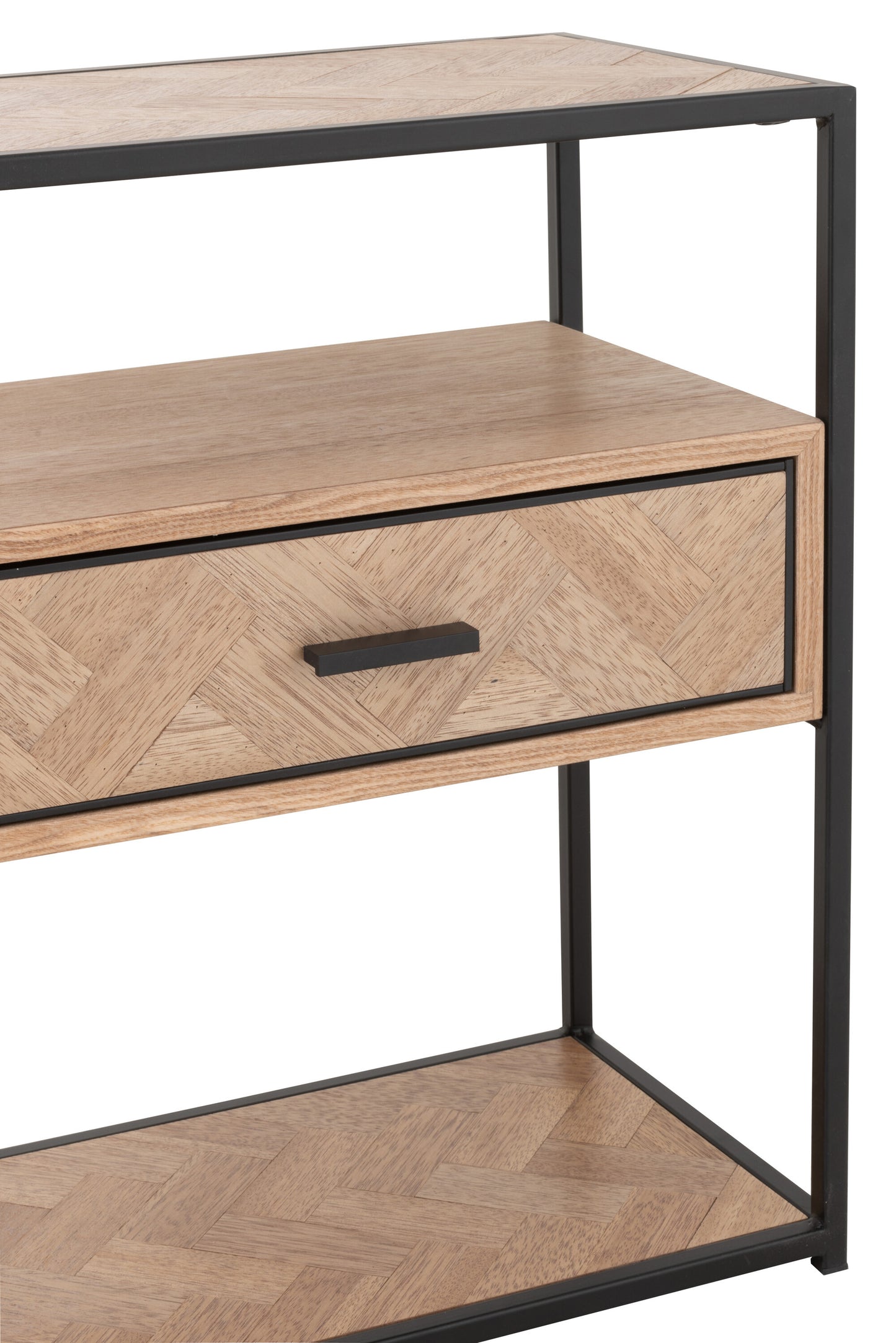 Kast Zigzag 1 lade Hout/Metaal Natuurlijk/Zwart