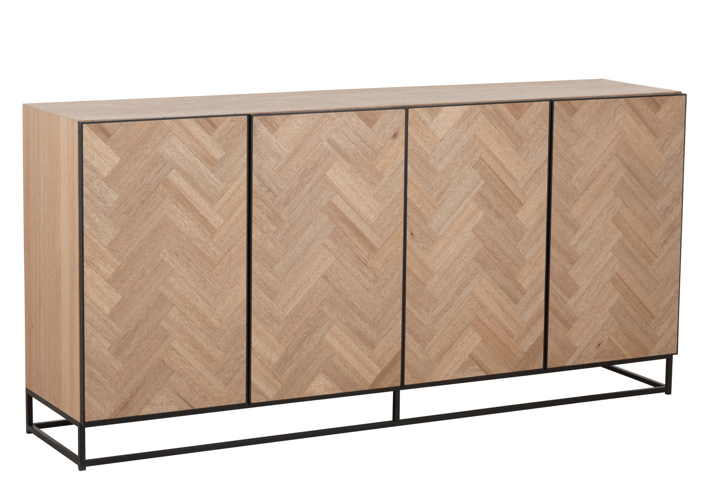 Ladekast 4 Deuren Zigzag Hout/Metaal Natuurlijk/Zwart