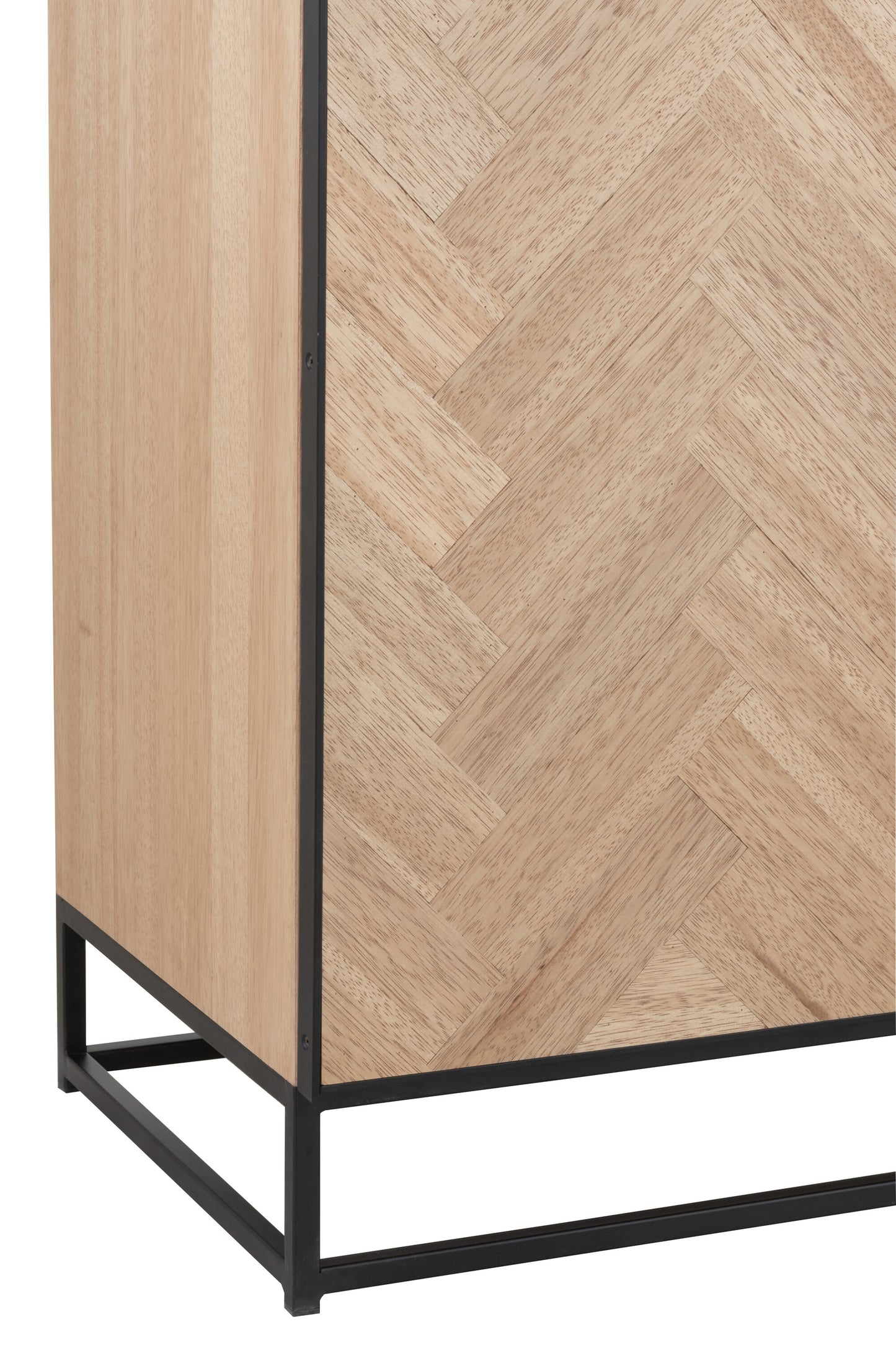 Ladekast 4 Deuren Zigzag Hout/Metaal Natuurlijk/Zwart
