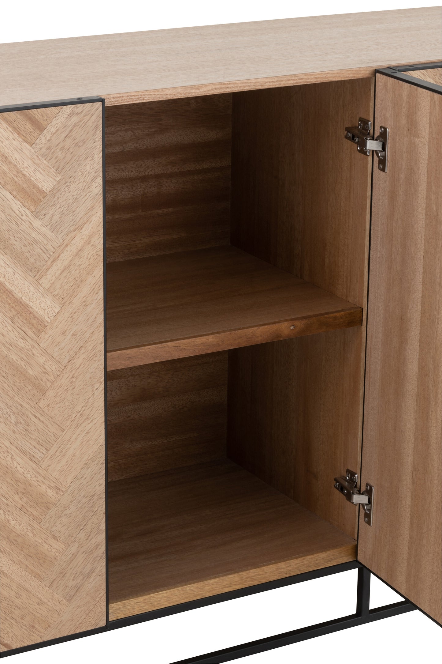 Ladekast 4 Deuren Zigzag Hout/Metaal Natuurlijk/Zwart