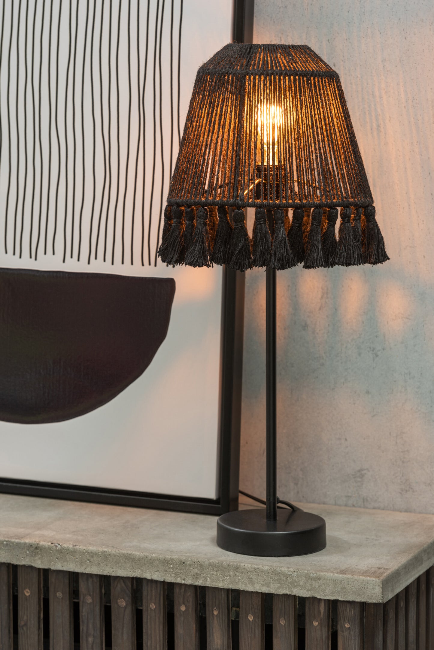 Lamp Mila Jute Zwart