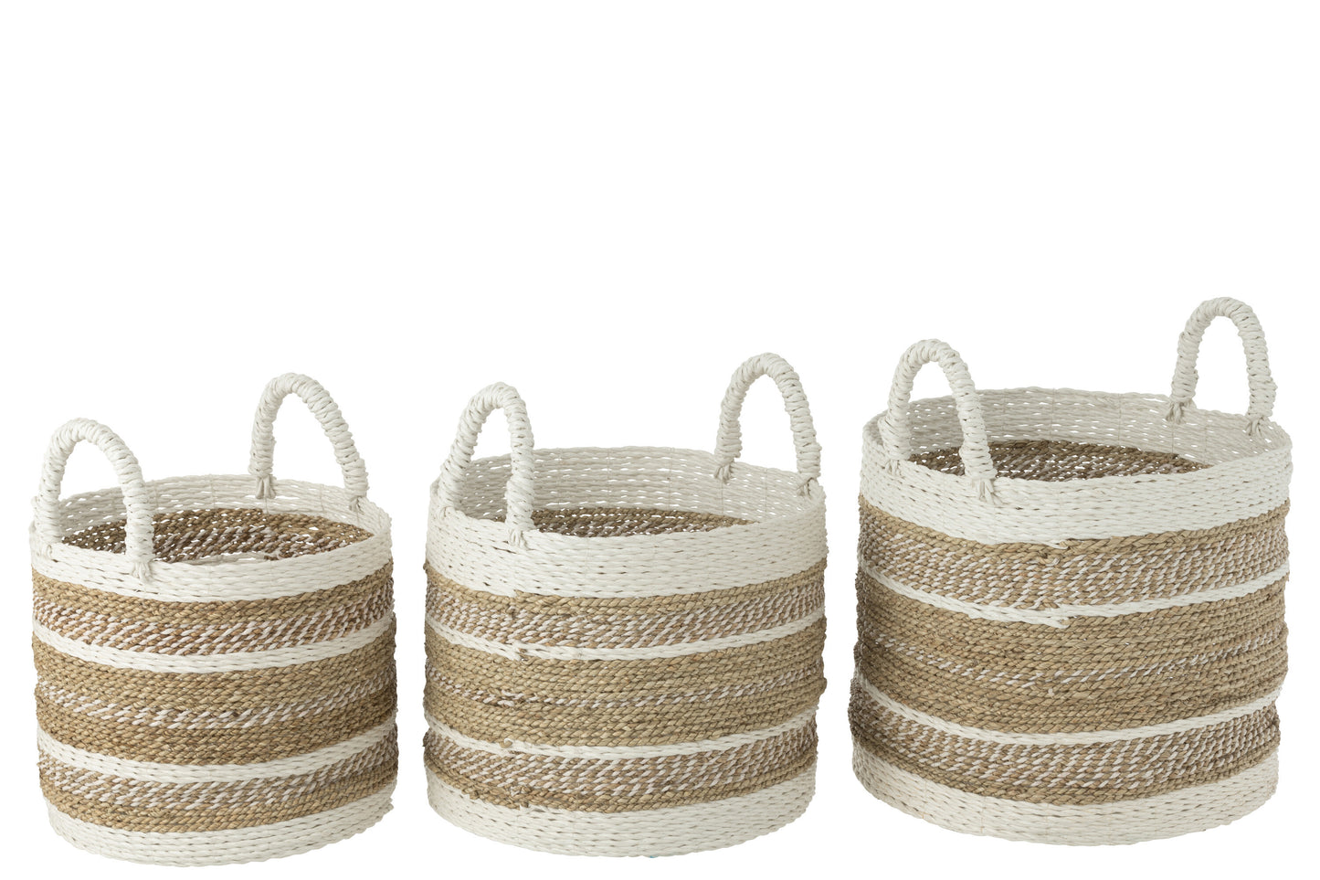 Set van 3 manden Caro Raffia Wit/Natuurlijk