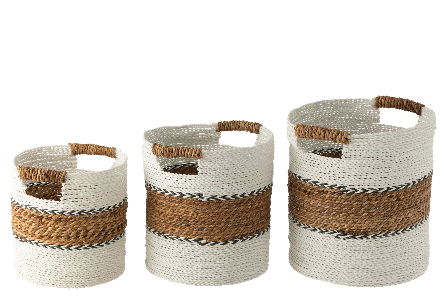 Set van 3 manden Laura Raffia Wit/Natuurlijk