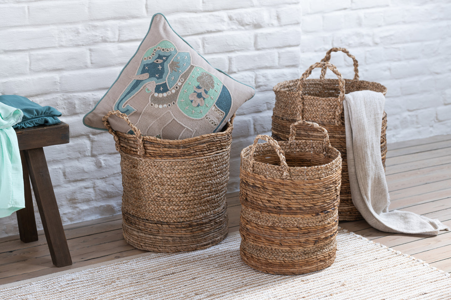 Set van 3 manden Lucie Raffia Natuurlijk