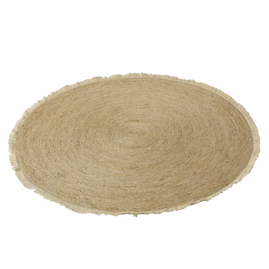 Tapijt Kwast Band Maïs Schil/Katoen Beige Wit