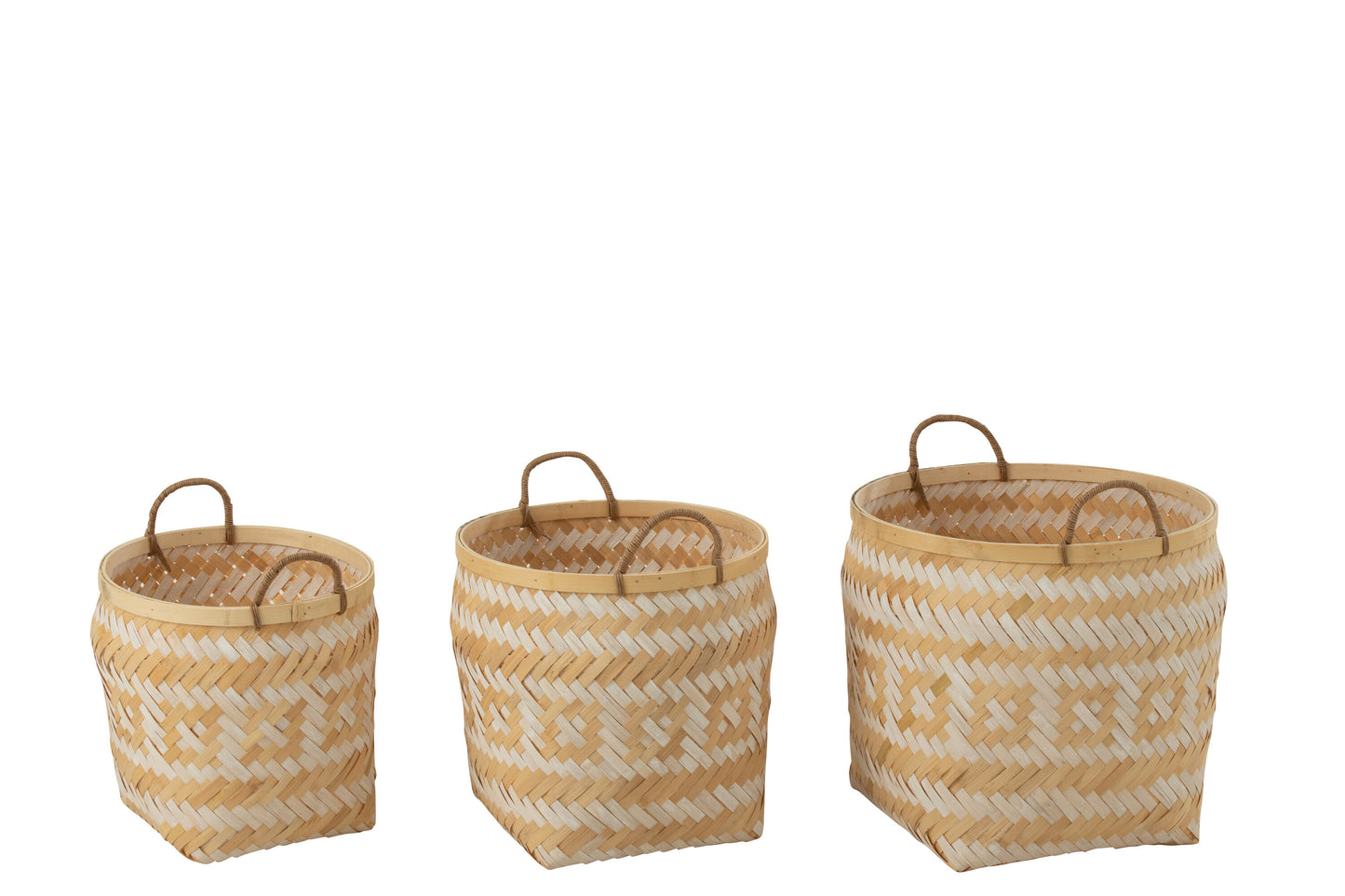 Set van 3 mandpatronen Handvatten Bamboe Natuurlijk/Wit