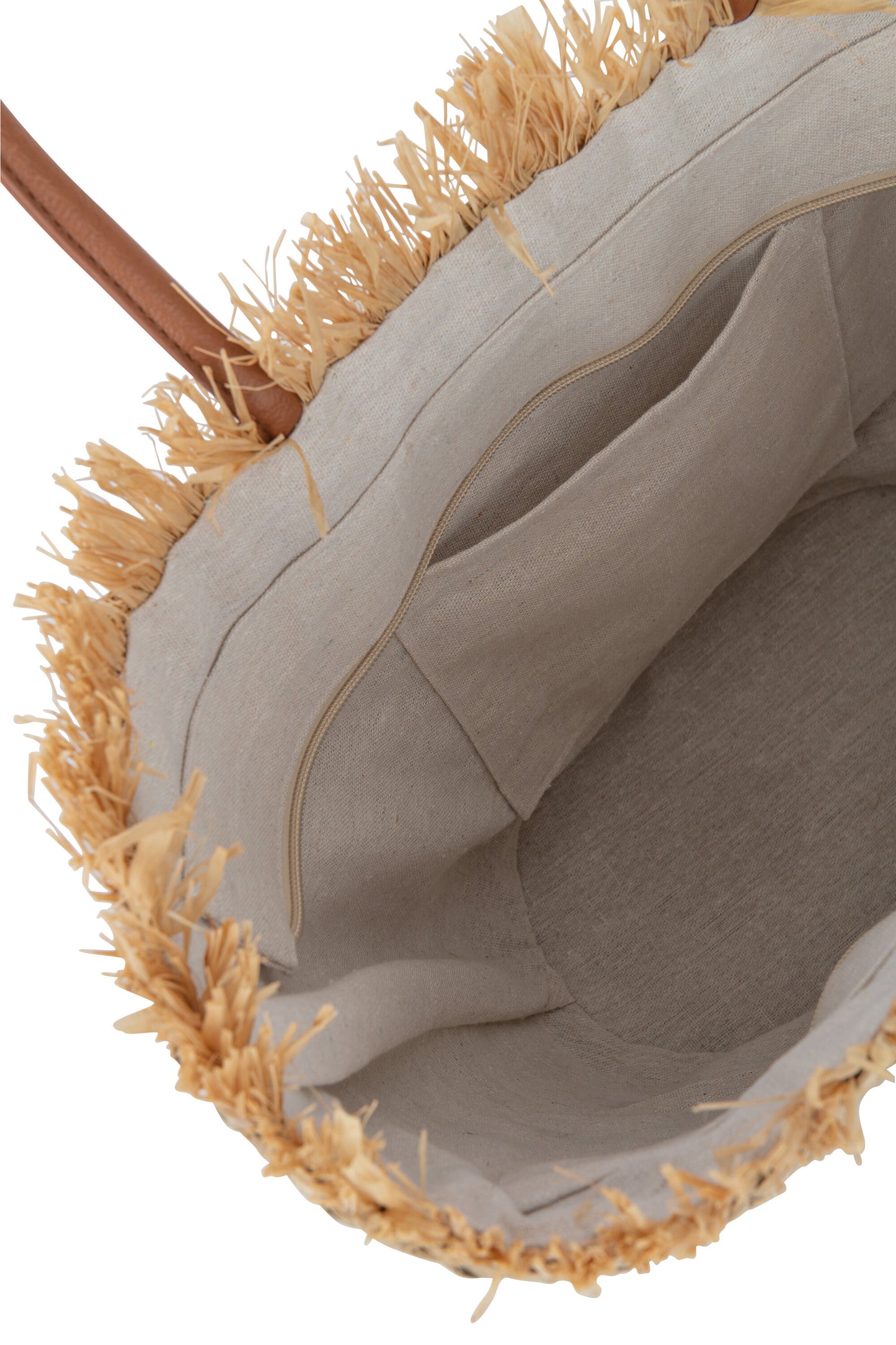 Strandtas Blad Jute Natuurlijk/Wit