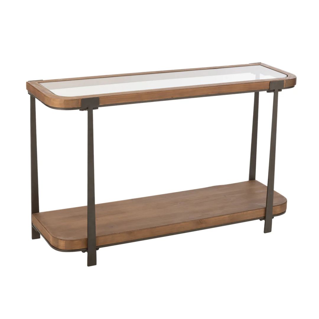 Console Tremi Sparrenhout/Glas Natuurlijk/Zwart