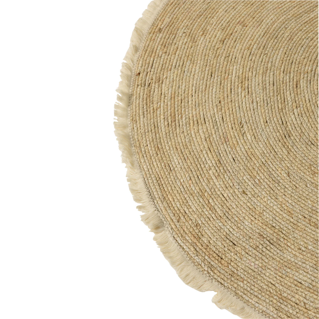 Tapijt Kwast Band Maïs Schil/Katoen Beige Wit