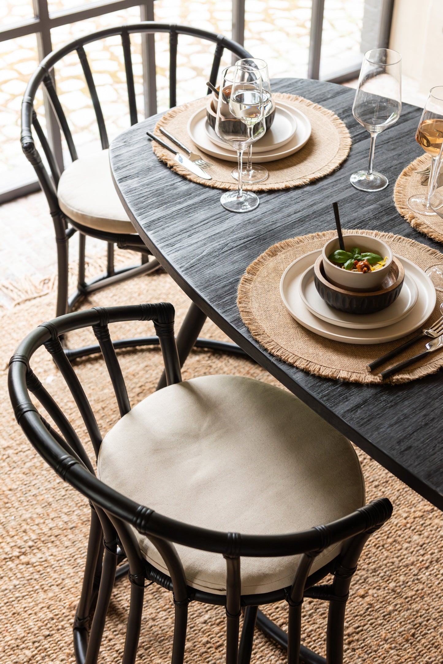 Eettafel Ovaal Gerecycled Teak Zwart
