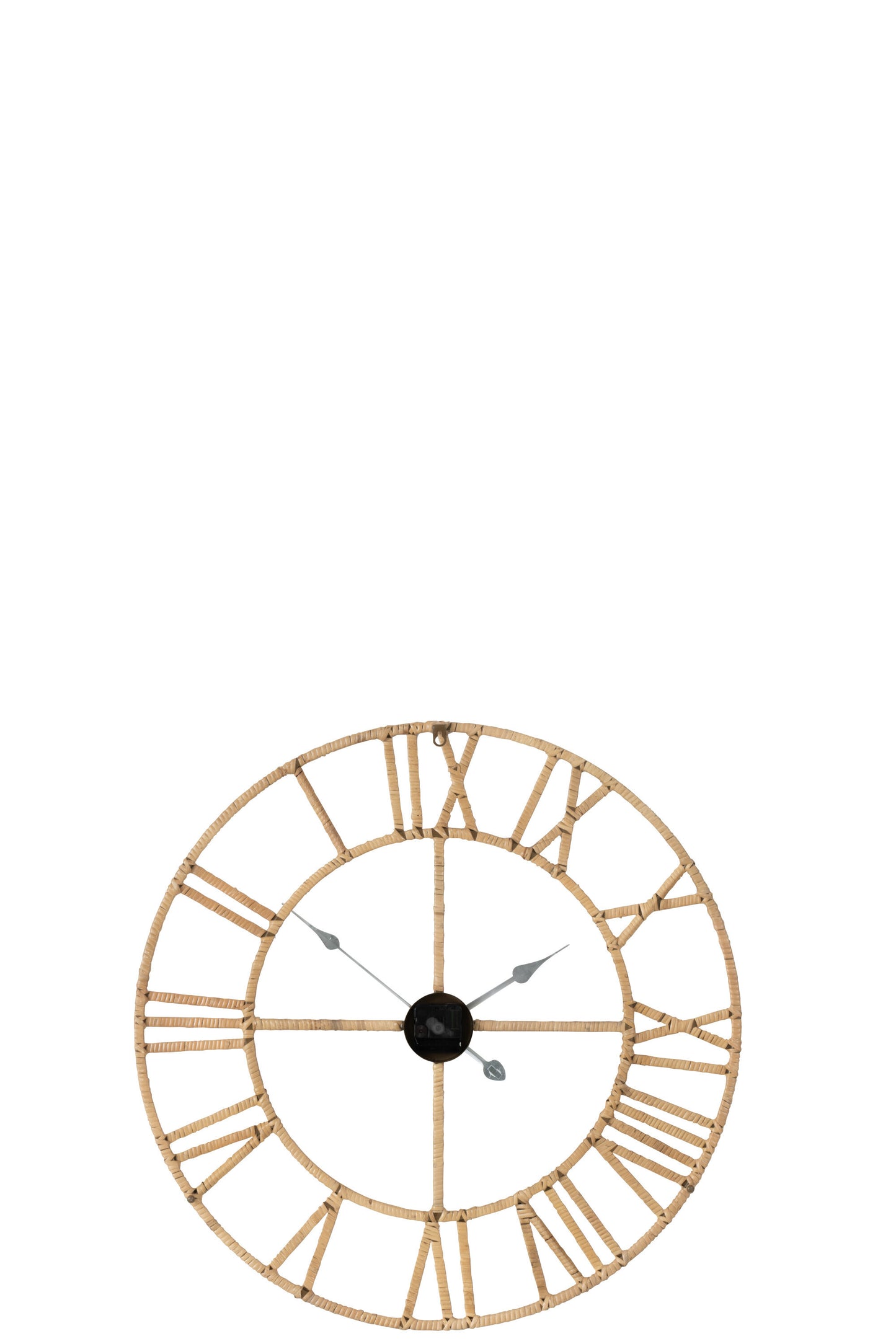 Wandklok Romeins Rotan/Metaal Natuurlijk Klein