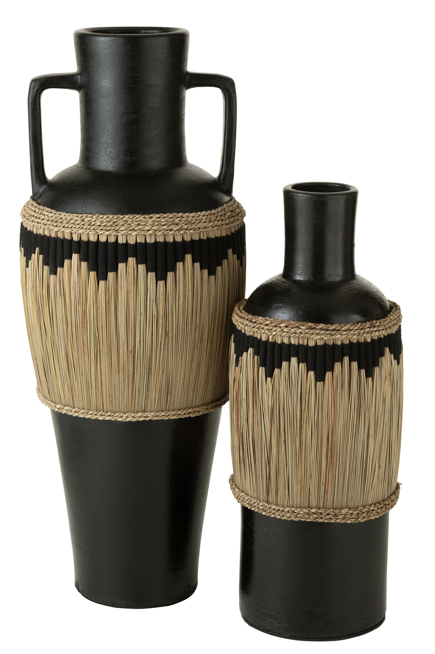 Vaas + Handvatten Terracotta/Zeegras Zwart/Natuurlijk