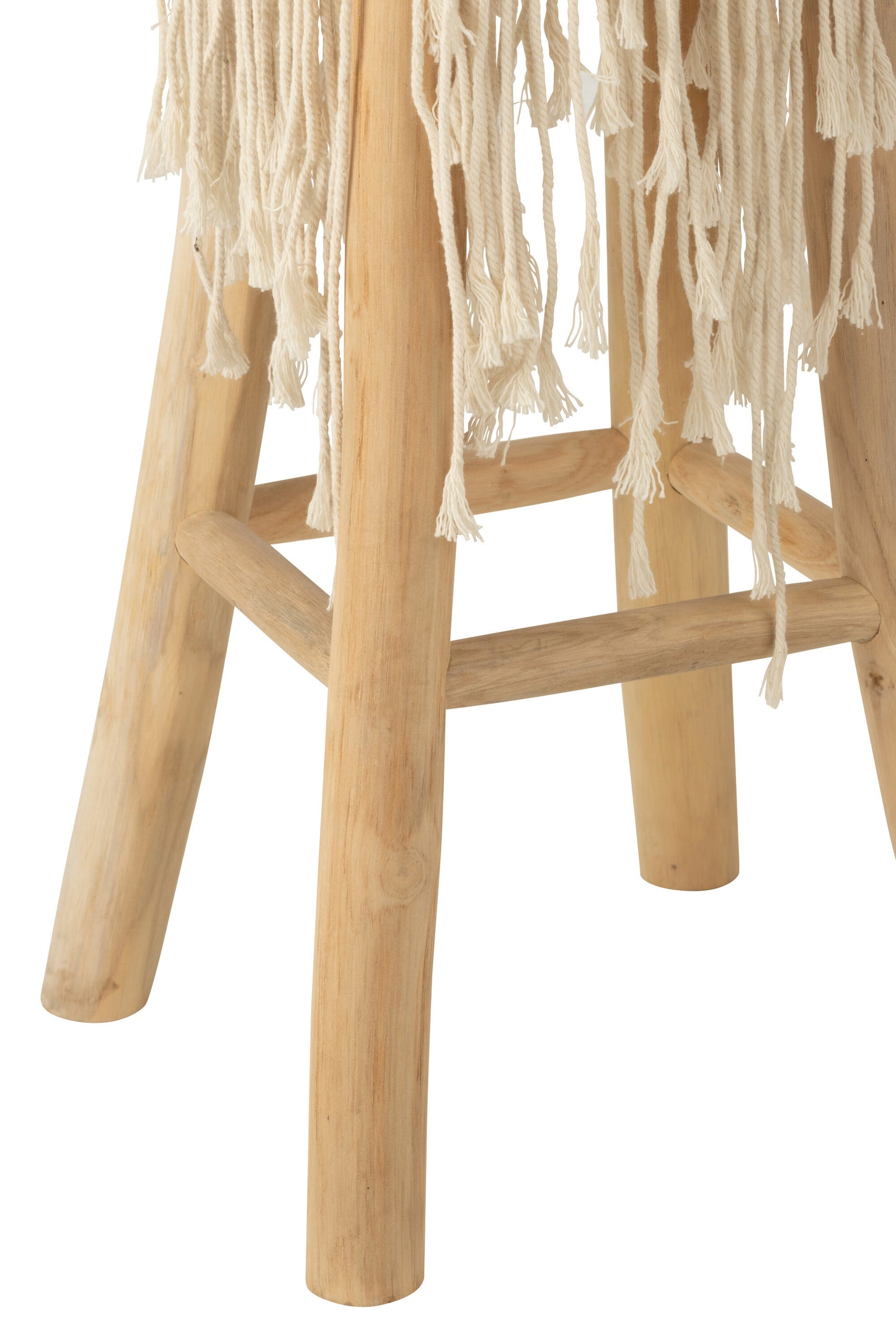 Kruk Kwasten Hout/Macramé Wit