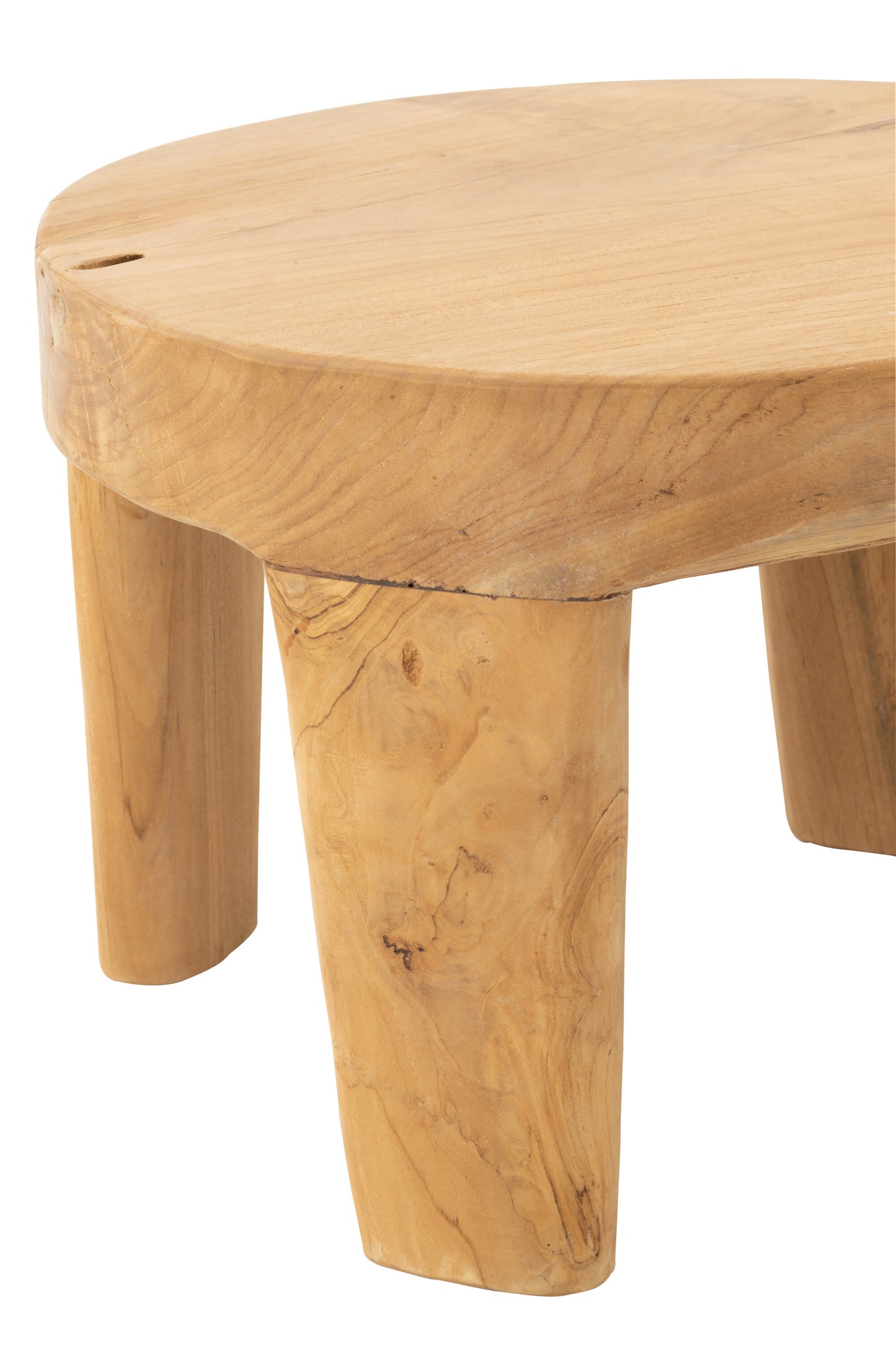 Set van 2 ronde tafels van teakhout natuurlijk