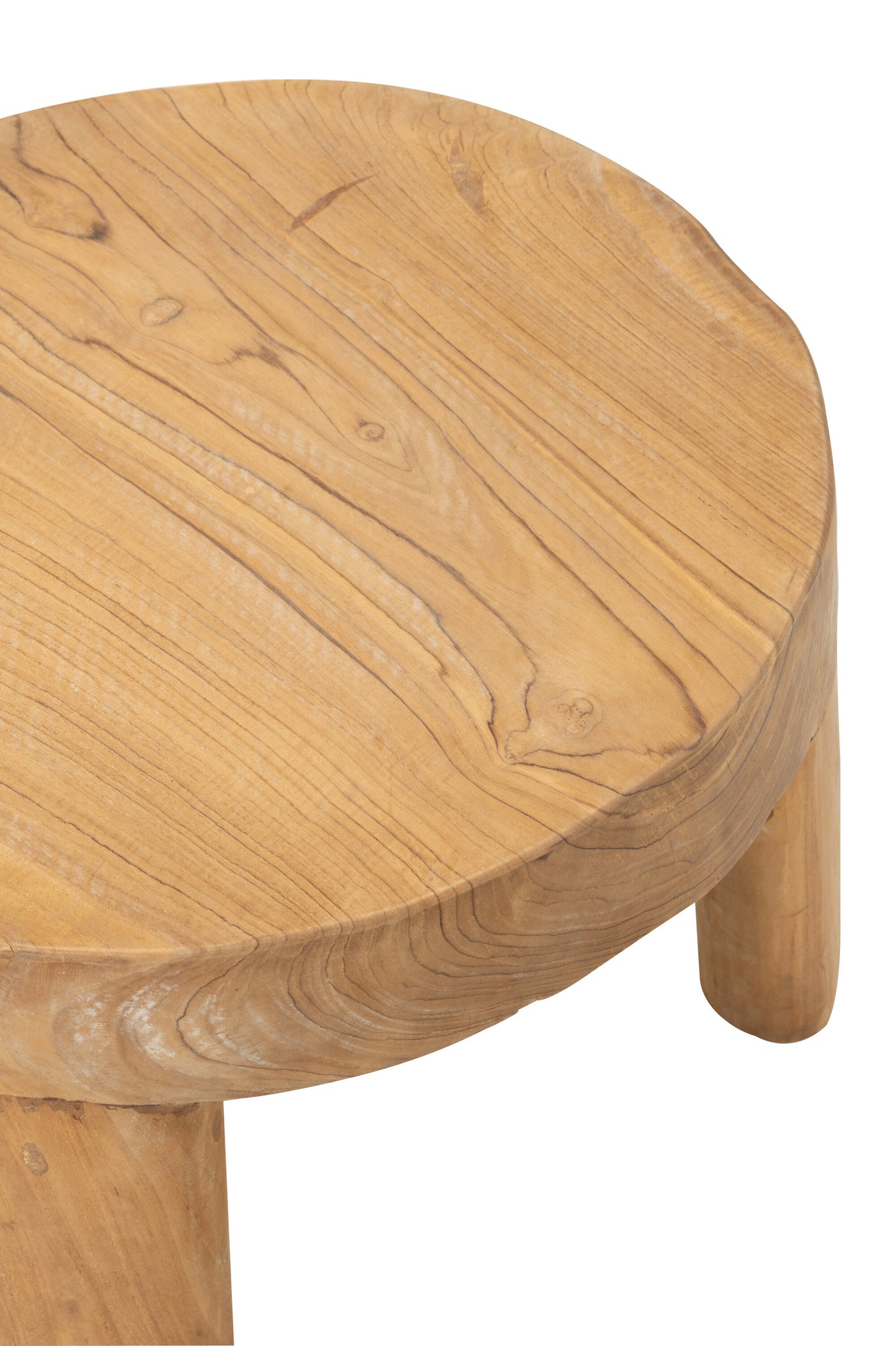 Set van 2 ronde tafels van teakhout natuurlijk