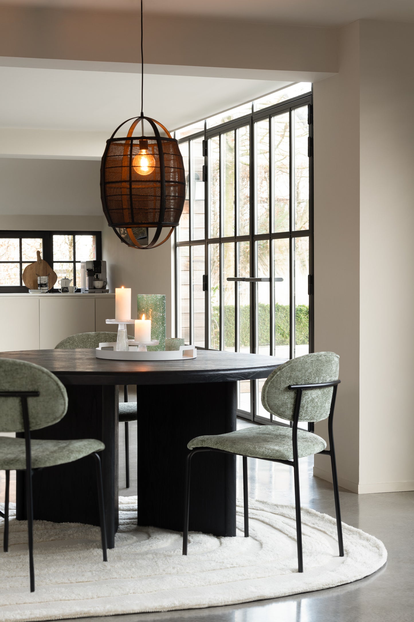Tafel rond teakhout zwart