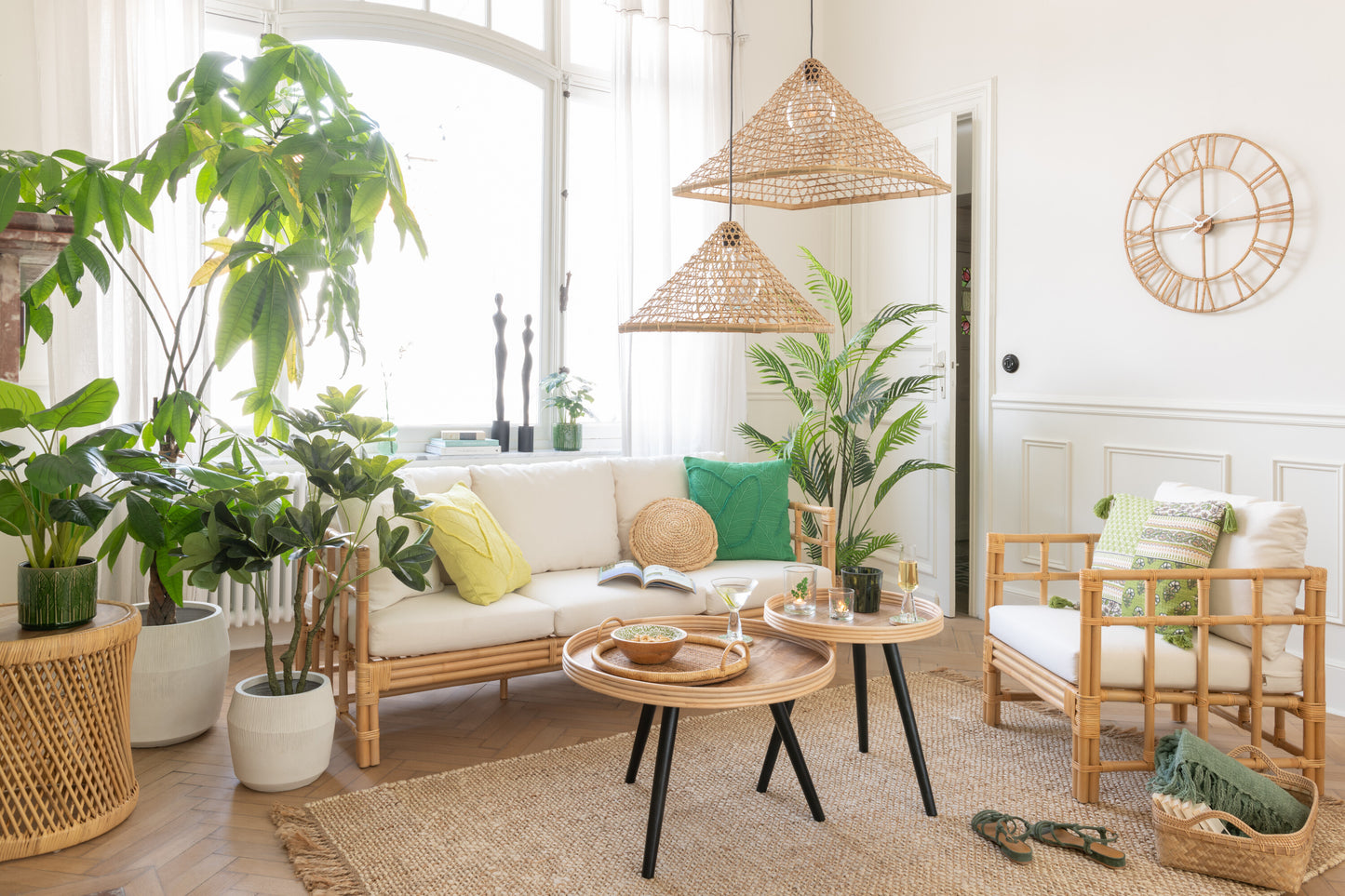 Bijzettafel Cilindrisch Rotan Natuurlijk
