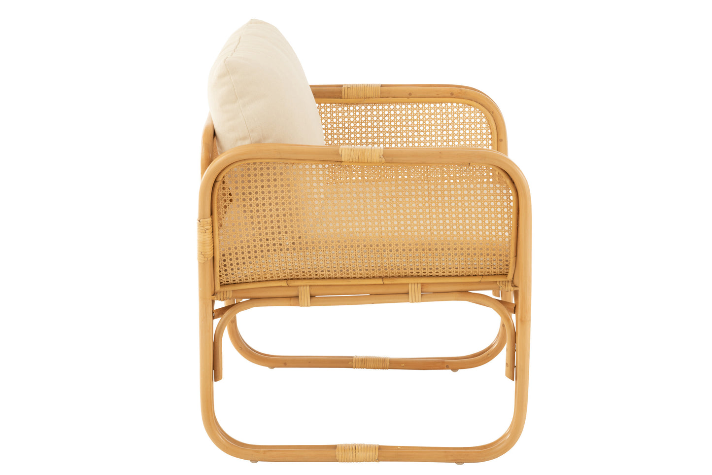 Fauteuil + Kussen Rotan/Textiel Naturel/Wit